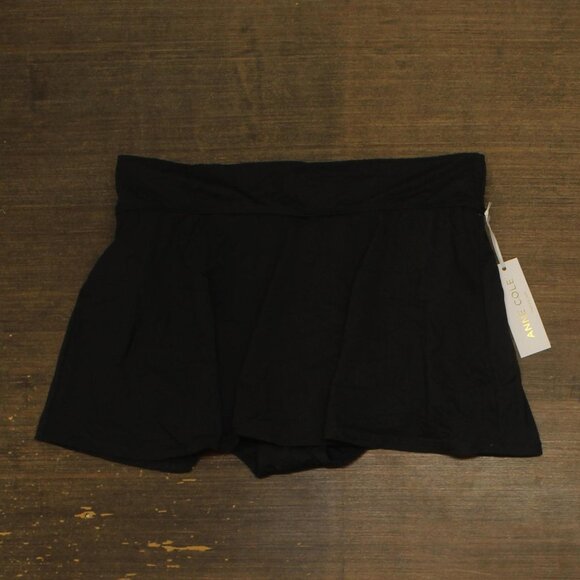 NWT Anne Cole Plus Size Soft Band Rock Swim Skirt Bottom MYPB41401 Black 18W - Picture 3 of 7